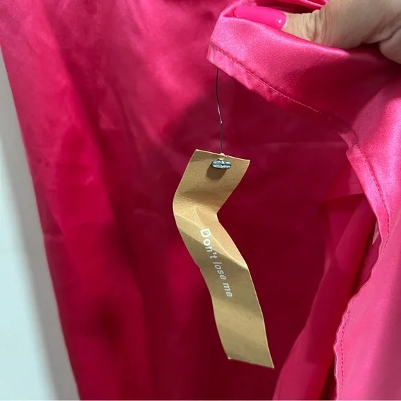 NEW NWT Reformation Marguerite 100% Silk Midi Dress In Flambe Bright Pink